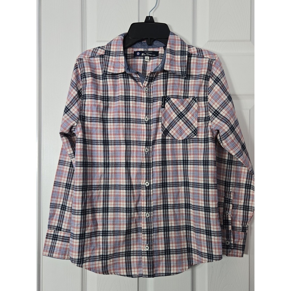 Ben Sherman Boys Long Sleeve Shirt Size Medium (10/12) Plaid